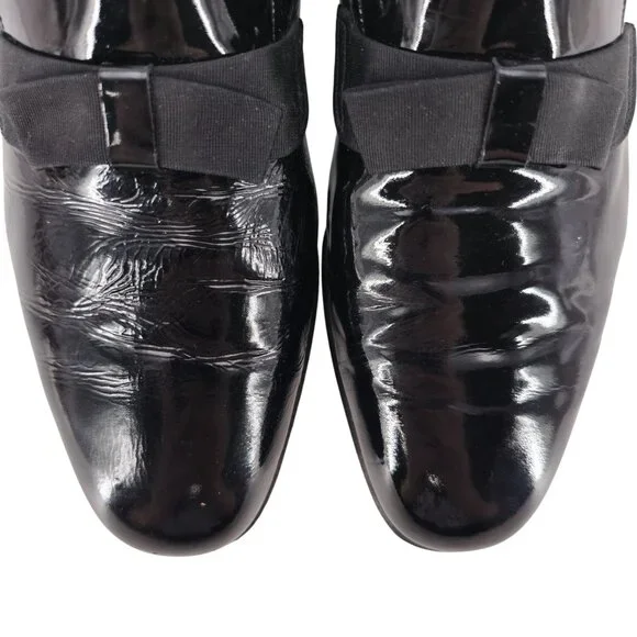 Bruno Magli Formal Opera Dress Shoes Men 7 Black Leather Tuxedo Bow Loafer Italy - Picture 9 of 12